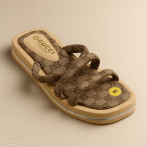 Sandale plate à brides tressées marron