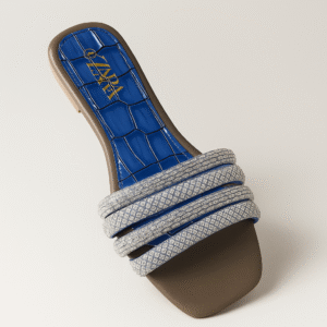 Mule à talon avec brides argentées