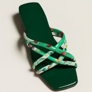 Mule Verte Imprimé Tropical