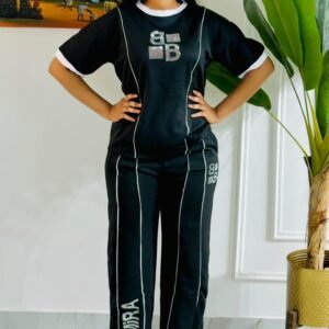 Ensemble Jogging Femme Noir avec Bandes Blanches