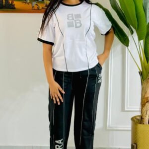 Ensemble Jogging Femme Bicolore Blanc et Noir