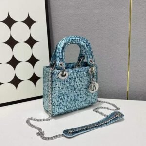 Sac à Main Femme Bleu Turquoise Verni Effet Craquelé Chaîne