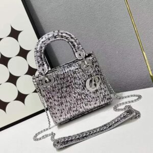 Sac à Main Femme Argenté Métallisé Effet Craquelé Paillettes