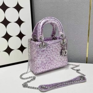 Sac à Main Femme Rose Lilas Verni Métallisé Effet Craquelé