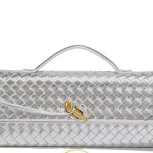 Pochette Femme  Argenté  Tressée Bottega Veneta Cuir