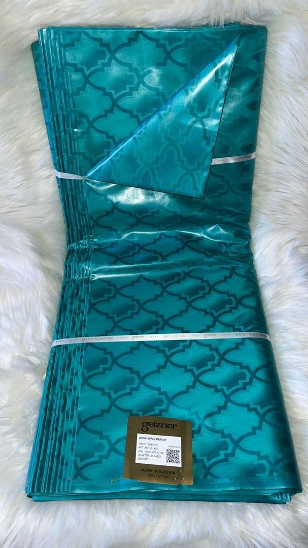 Tissu Getzner Premium - Turquoise Motif Géométrique Marocain Jacquard